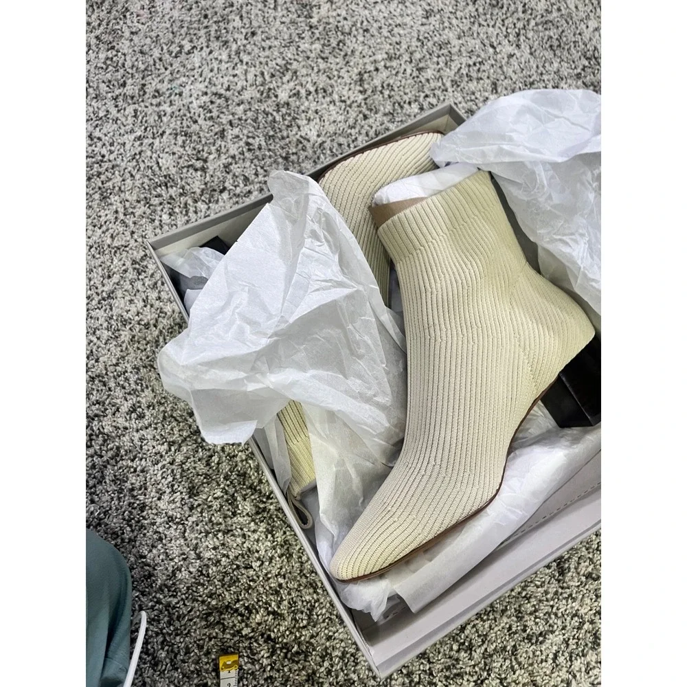Everlane The Glove‎ Boot Bone ReKnit Ribbed Sock Ankle Bootie Women Size 7 NEW